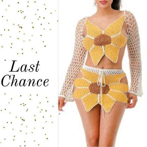Crochet Skirt Set Sunflower