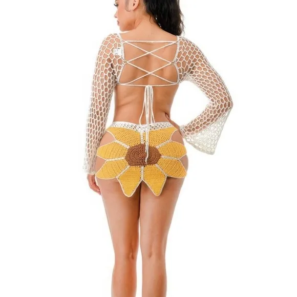 Crochet Skirt Set Sunflower