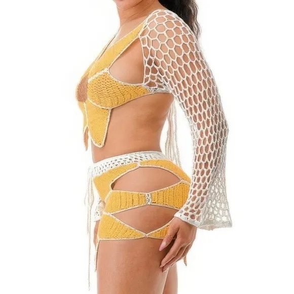 Crochet Skirt Set Sunflower