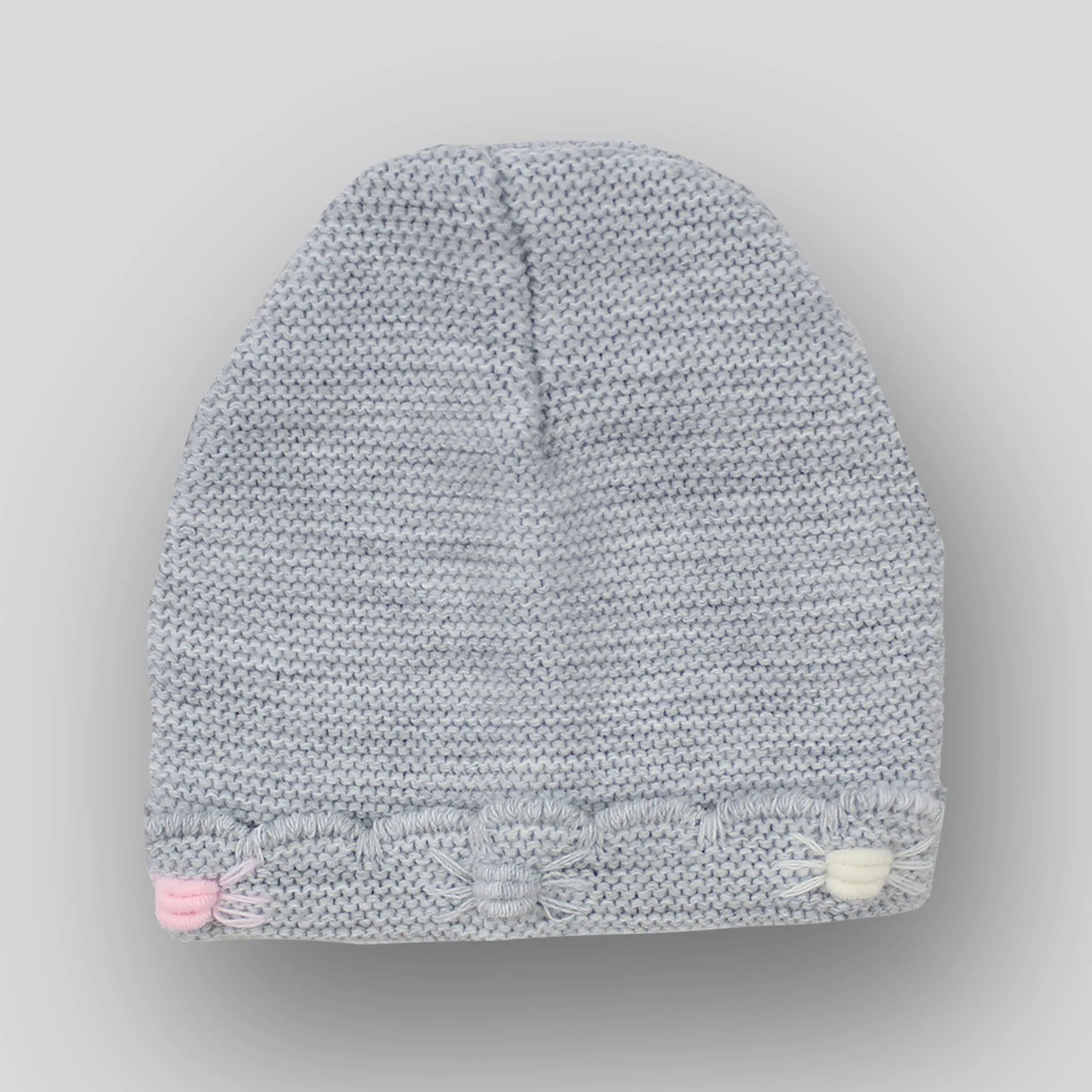 Cute and Warm Grey Beanie Hat for Newborn Girls