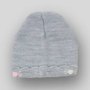 Cute and Warm Grey Beanie Hat for Newborn Girls