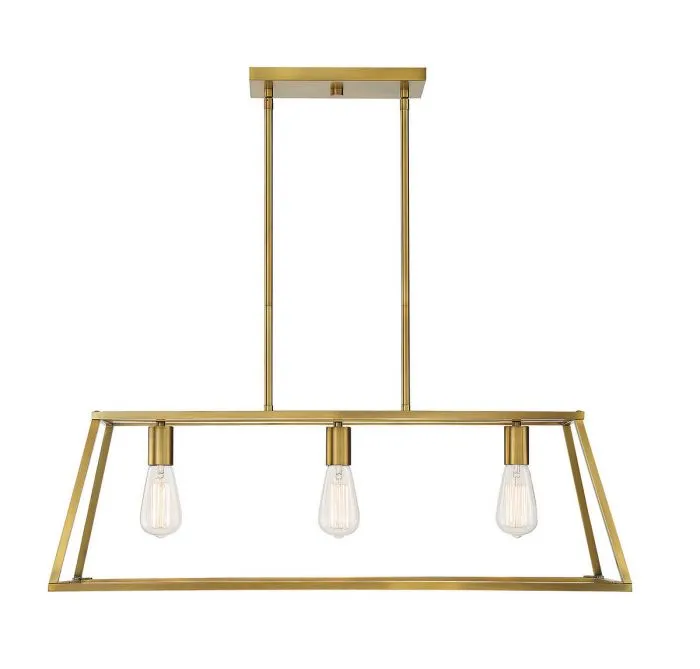 Denton 3 Light Warm Brass Linear Chandelier