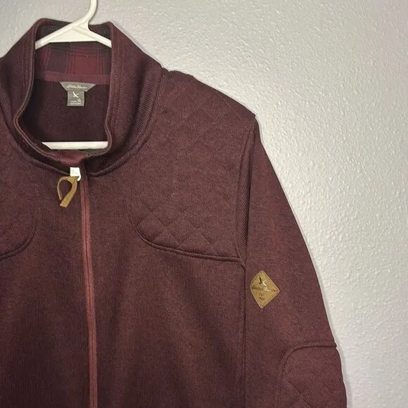Eddie Bauer Full Zip Maroon Quilted Stitching Detail Jacket Size XL