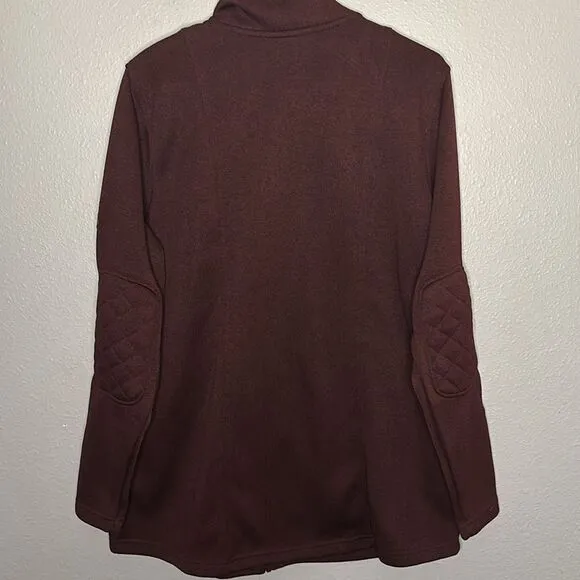 Eddie Bauer Full Zip Maroon Quilted Stitching Detail Jacket Size XL