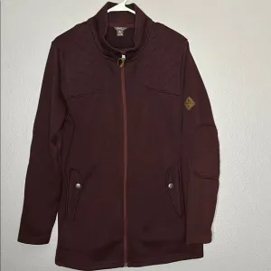 Eddie Bauer Full Zip Maroon Quilted Stitching Detail Jacket Size XL