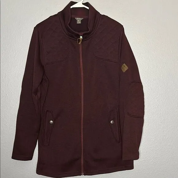 Eddie Bauer Full Zip Maroon Quilted Stitching Detail Jacket Size XL