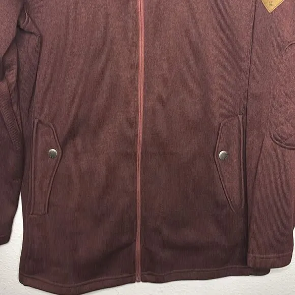 Eddie Bauer Full Zip Maroon Quilted Stitching Detail Jacket Size XL