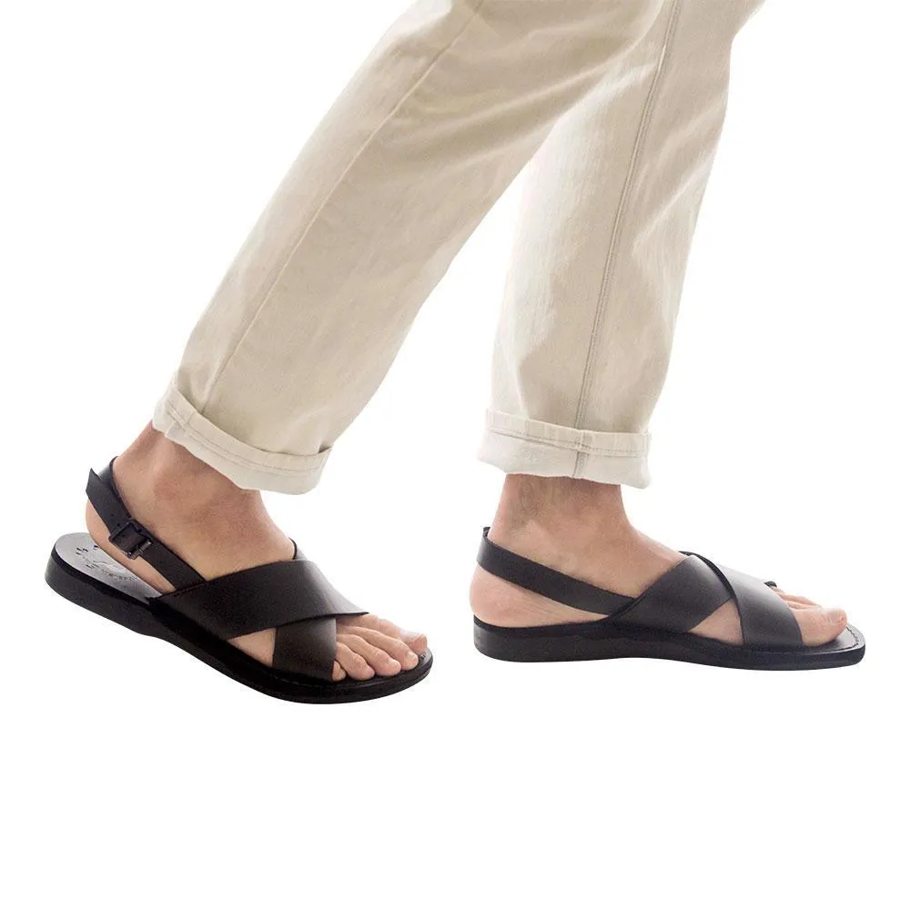 Elan Buckle - Leather Thick Strap Sandal | Black