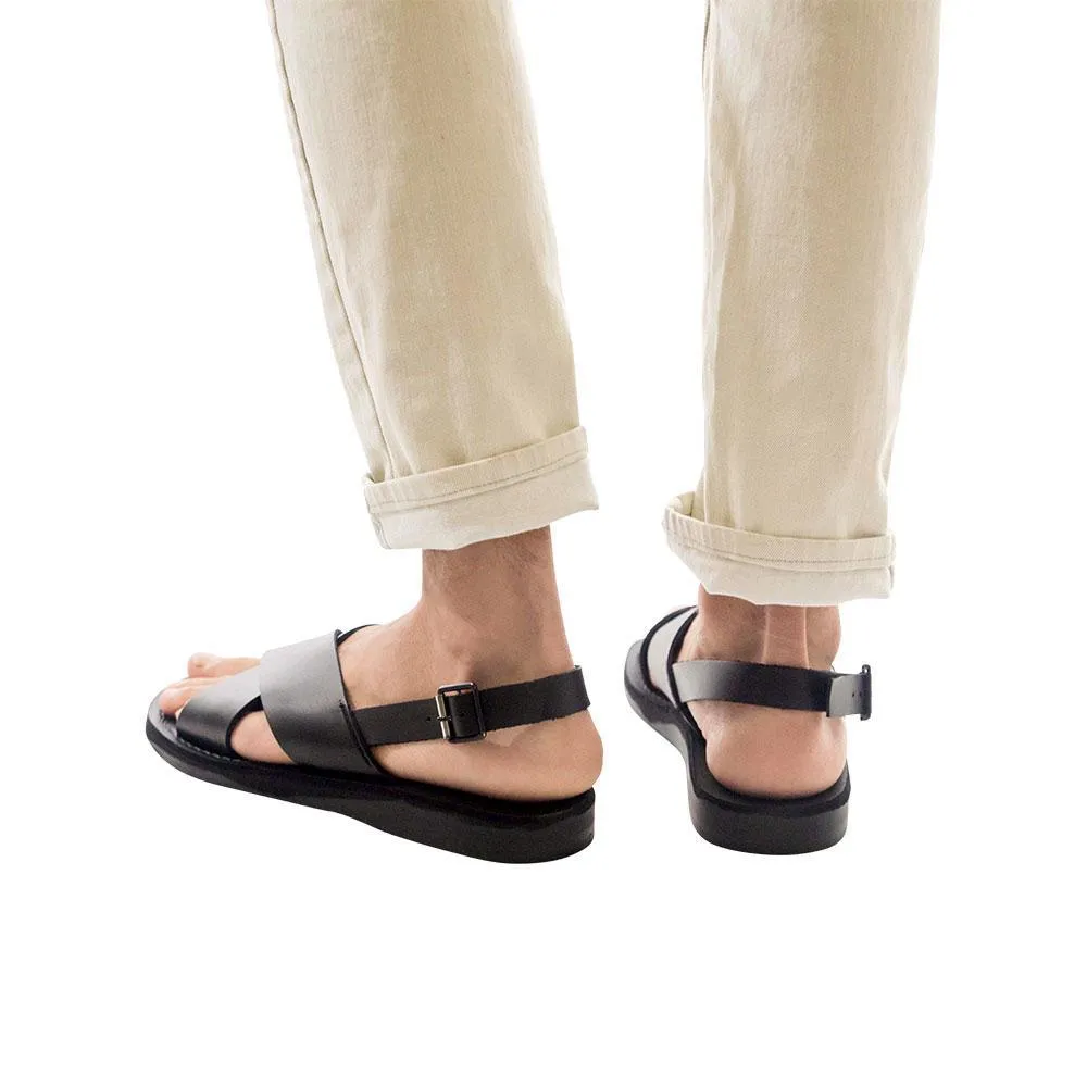 Elan Buckle - Leather Thick Strap Sandal | Black