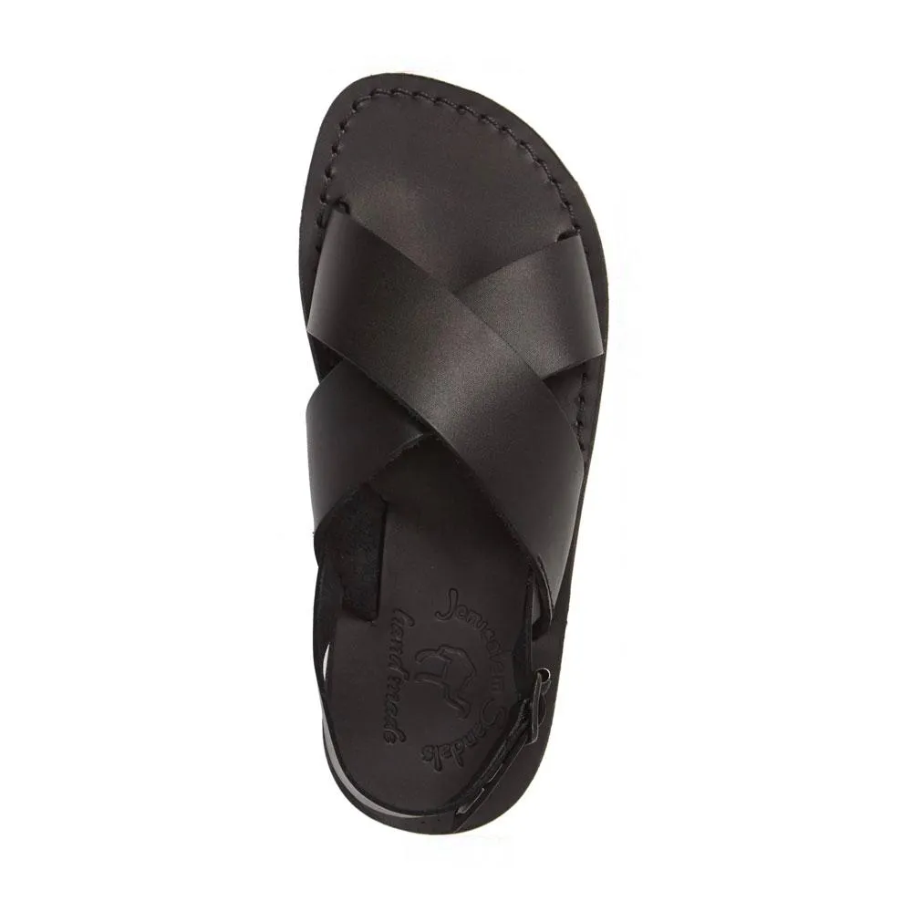 Elan Buckle - Leather Thick Strap Sandal | Black
