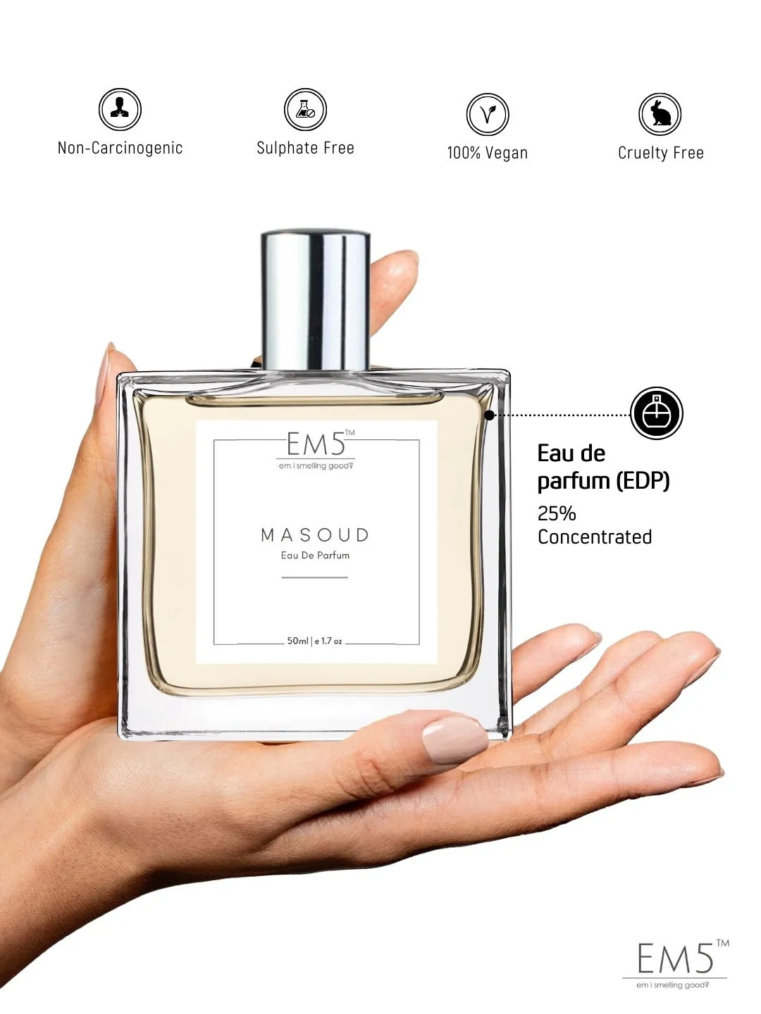EM5™ Masoud Unisex Perfume EDP Spray for Men & Women | Rose Oud Warm Spicy Fragrance | Luxury Gift for Him / Her | Sizes Available: 50 ml Spray / 15 ml Spray