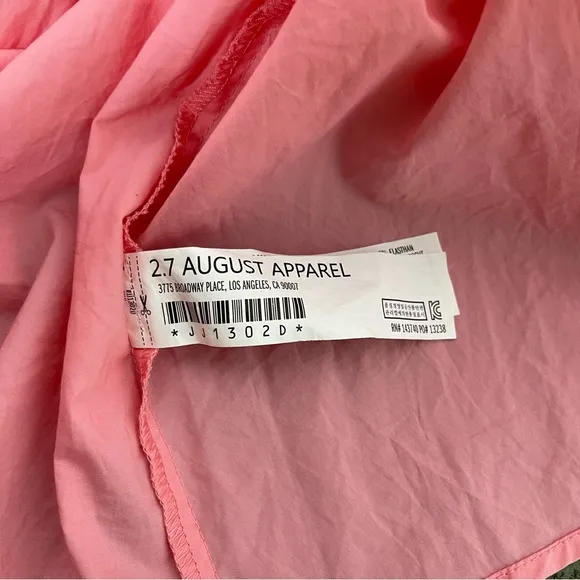 English Factory Pink Puff Sleeve Ruffle Detail Short Sleeve  Mini Dress Size L