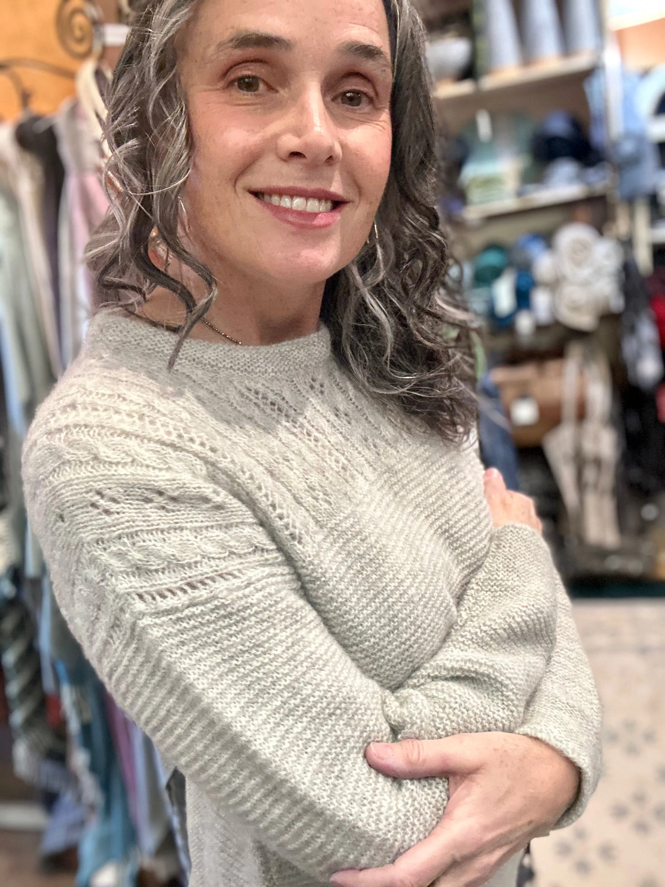 Fisherman Out of Ireland Ladies Baby Alpaca Eyelet Stitch Crew
