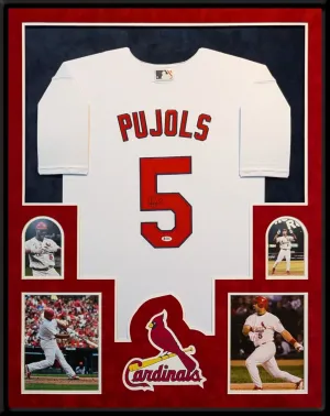 FRAMED IN SUEDE ST LOUIS CARDINALS ALBERT PUJOLS AUTOGRAPHED JERSEY BECKETT HOLO