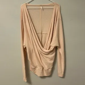 Free People Cozy With You Surplice Pullover sweater. Oversized, pink, size Med.