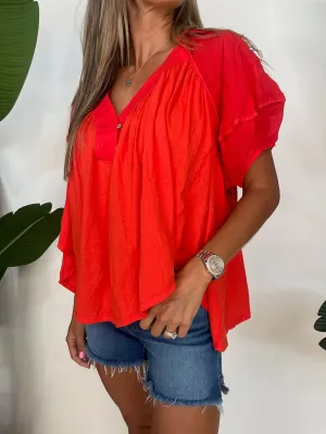 Free People Sunray Babydoll Red
