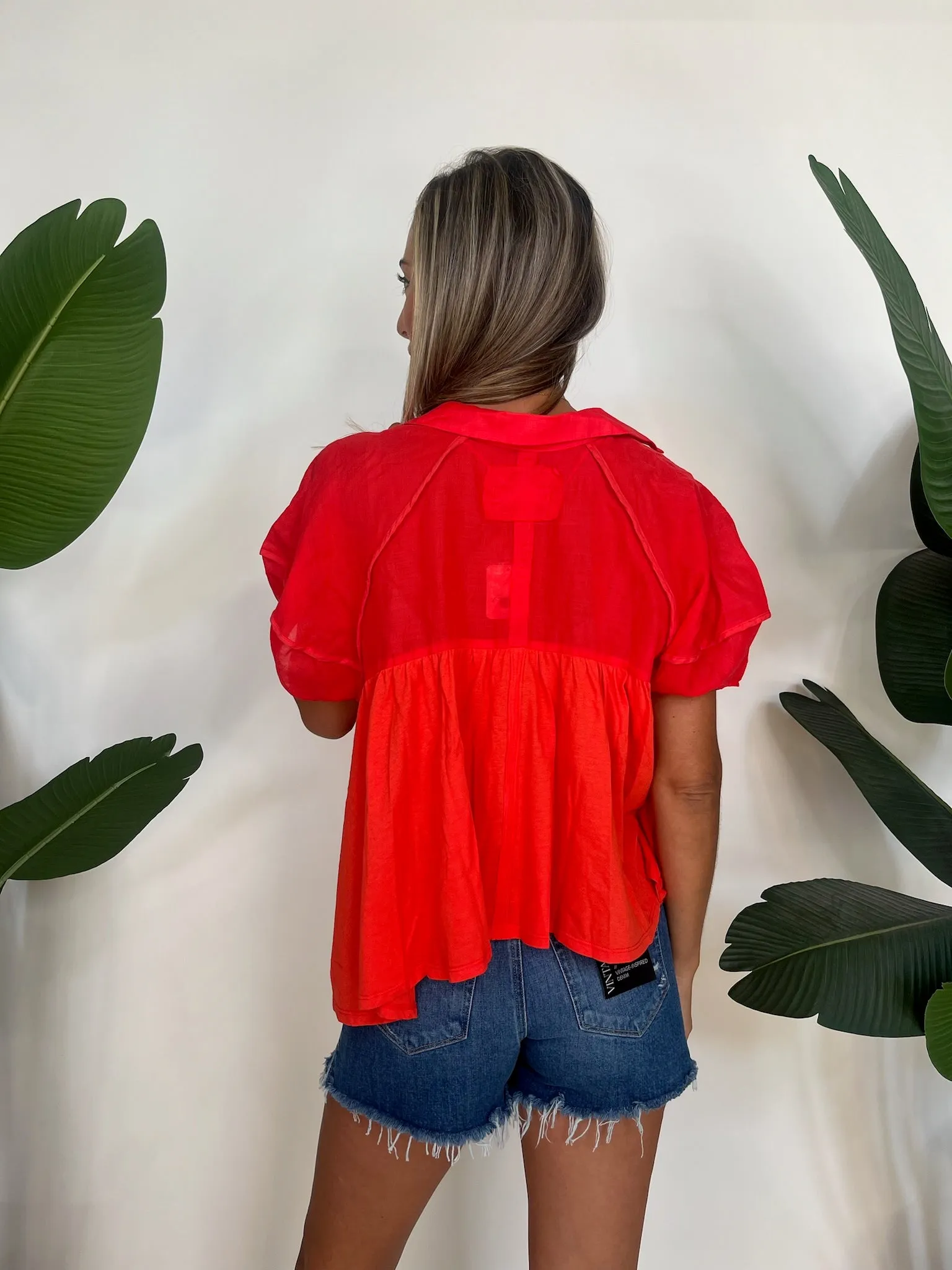 Free People Sunray Babydoll Red