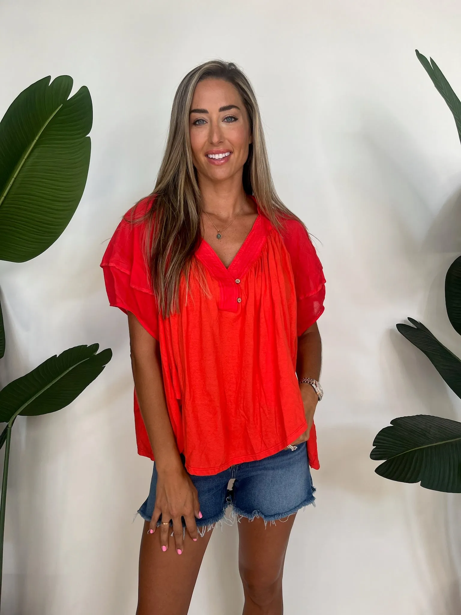 Free People Sunray Babydoll Red