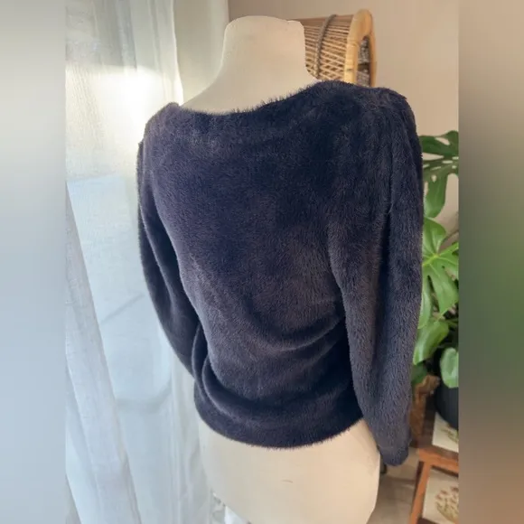 Free Prople Med. Moonbeam 3/4 sleeve puff pullover Women's Black Sweater