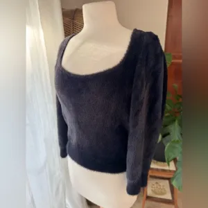 Free Prople Med. Moonbeam 3/4 sleeve puff pullover Women's Black Sweater
