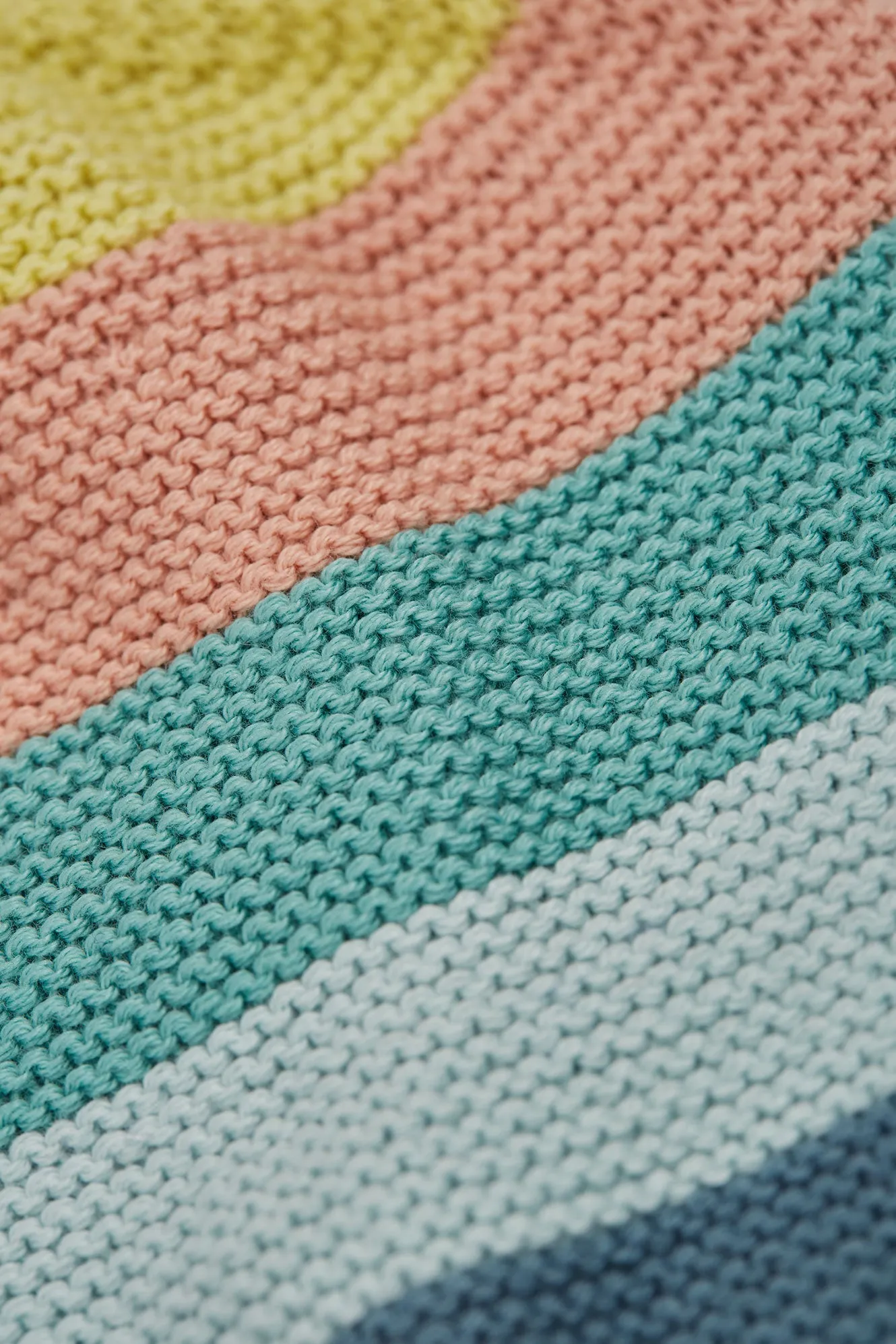 Frugi Harlen Knitted Hat In Blue Rainbow Stripe