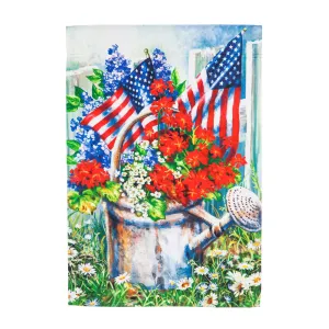 Garden Satin Flag, Patriotic Watering Can,zkl14a4869