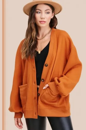 Ginger Cozy Cloud Cardigan with Buttons