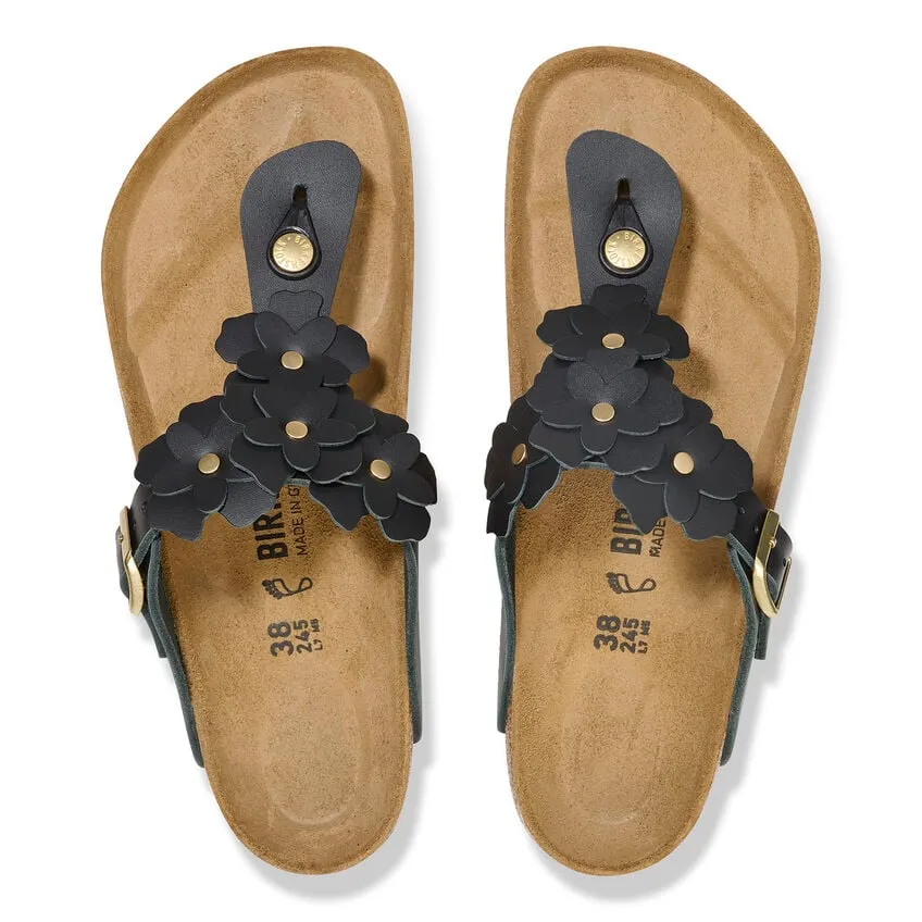 Gizeh Flowers - Black Leather||Gizeh à fleurs - Cuir noir