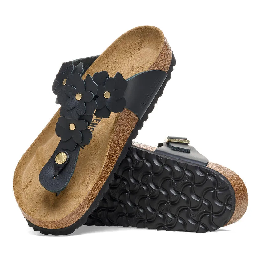 Gizeh Flowers - Black Leather||Gizeh à fleurs - Cuir noir