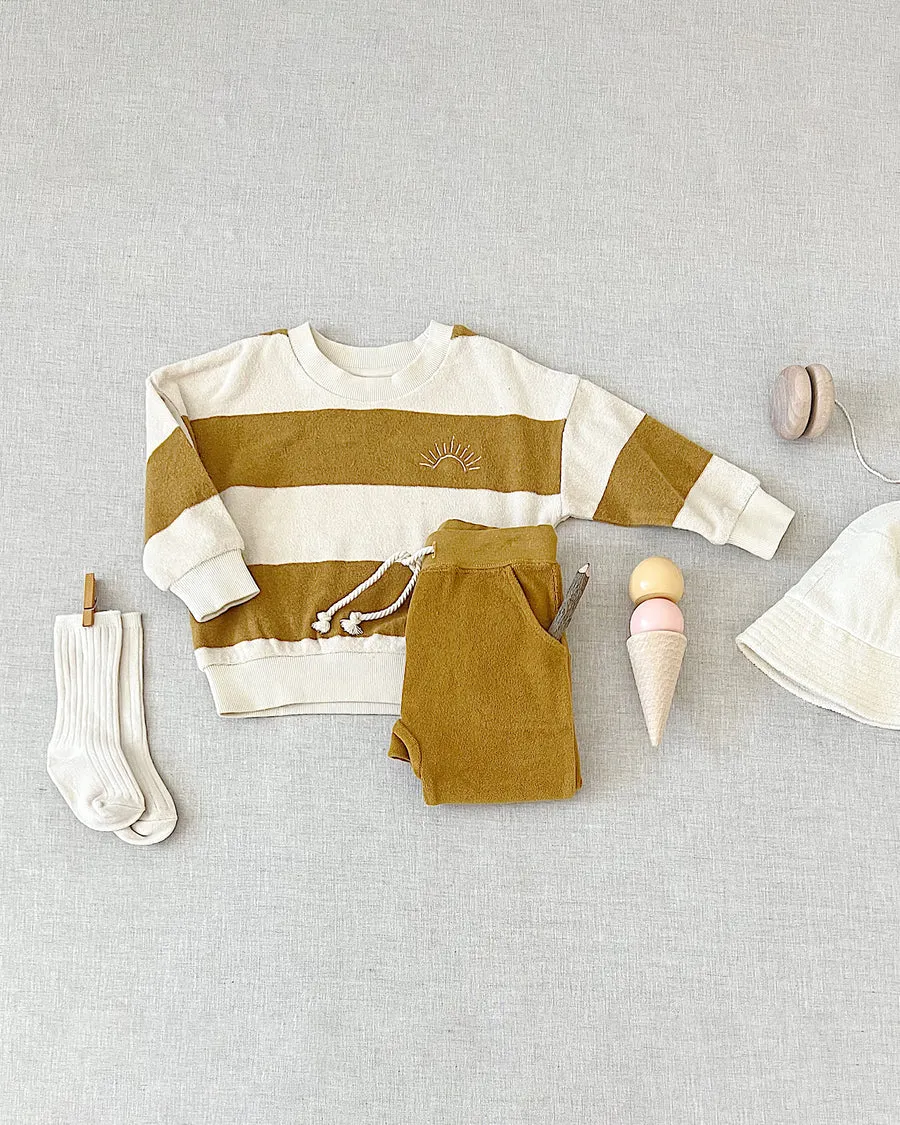 GOLD STRIPE TERRY CREWNECK