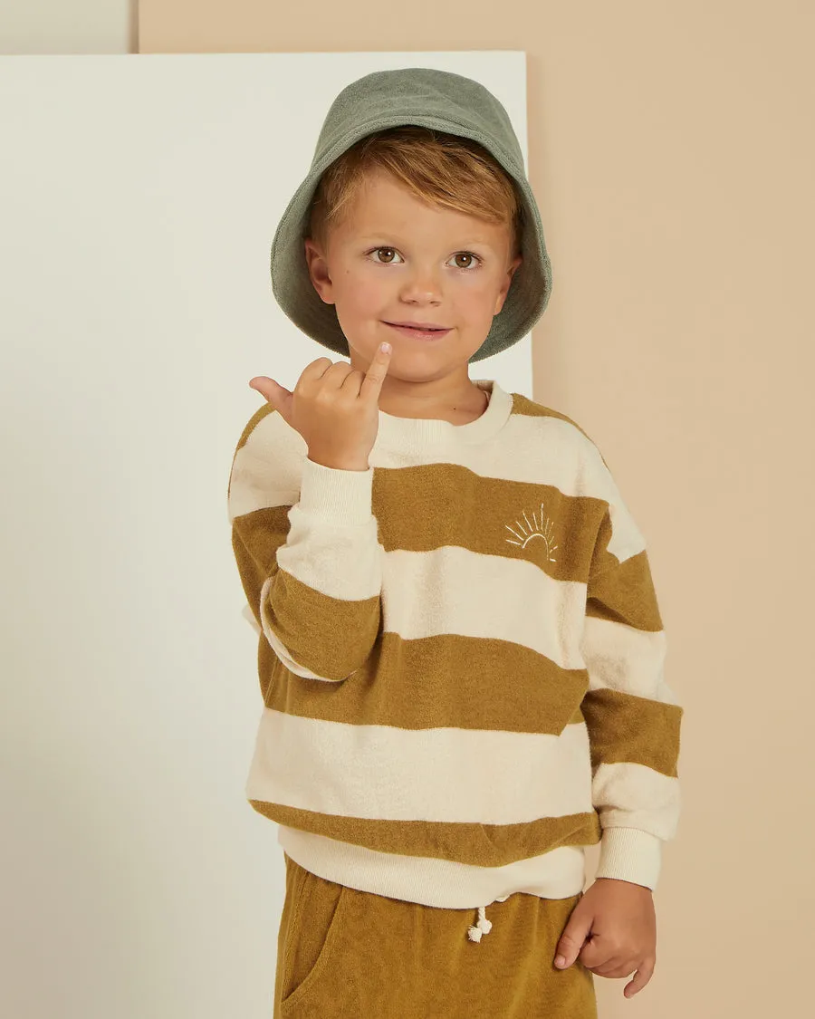 GOLD STRIPE TERRY CREWNECK