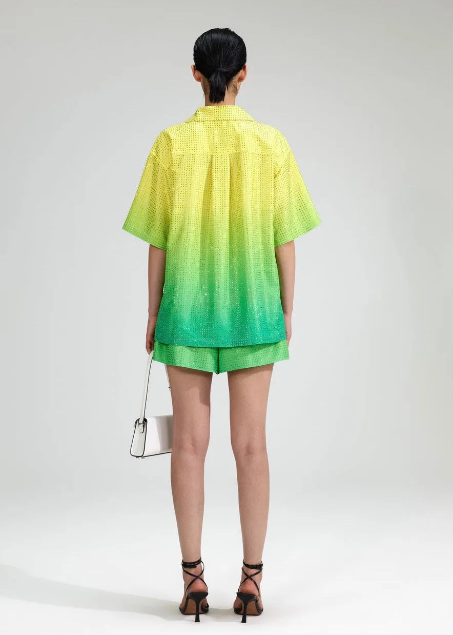 Green Hotfix Taffeta Shorts (Green)
