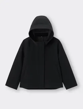 GU Cozy Melton Short Hoodie Coat