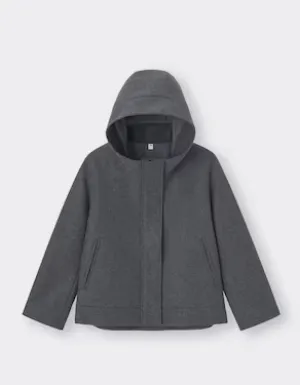 GU Cozy Melton Short Hoodie Coat