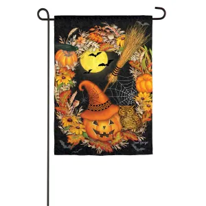 Halloween Wreath Garden Textured Suede Flag,14es9453