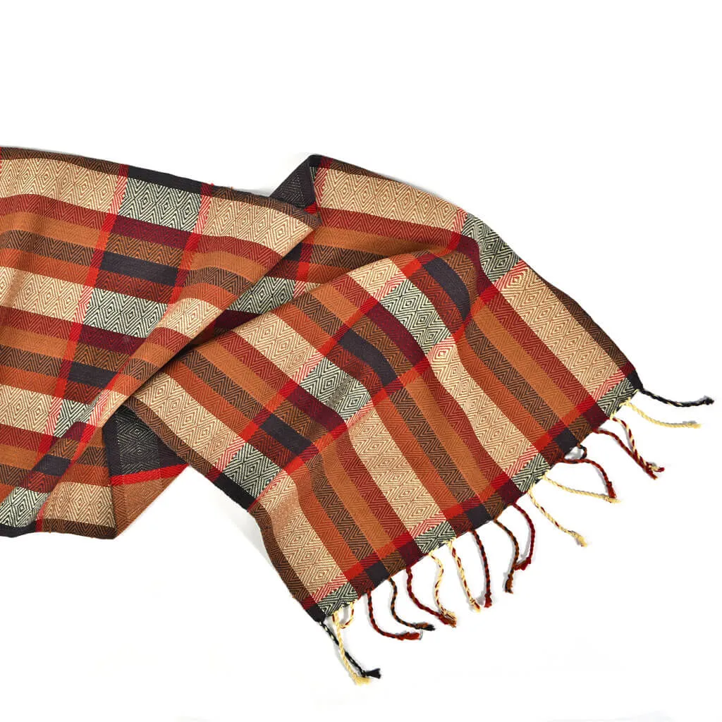 Hand Woven Cozy Cotton Scarf | Toasted Chestnut