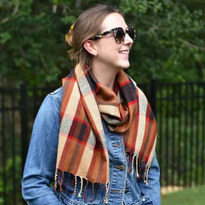 Hand Woven Cozy Cotton Scarf | Toasted Chestnut