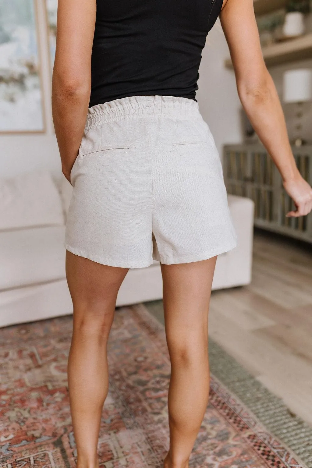 Hazel Blues® |  Sitting, Waiting, Wishing Linen Blend Shorts in Oatmeal