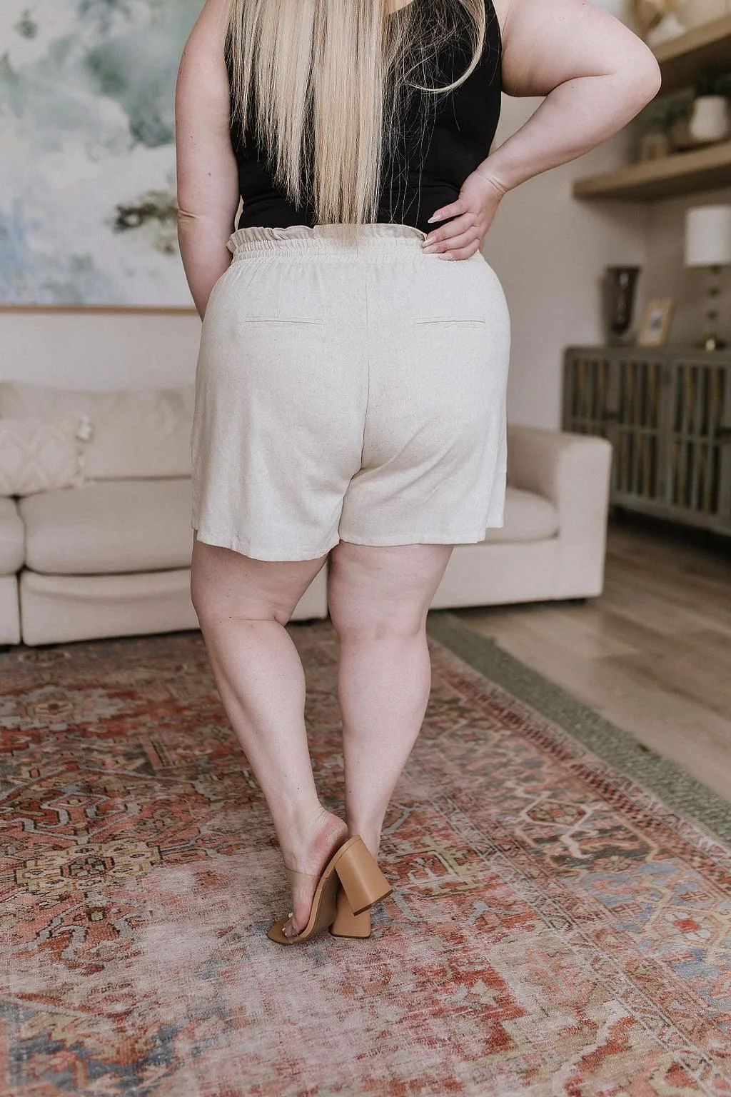 Hazel Blues® |  Sitting, Waiting, Wishing Linen Blend Shorts in Oatmeal