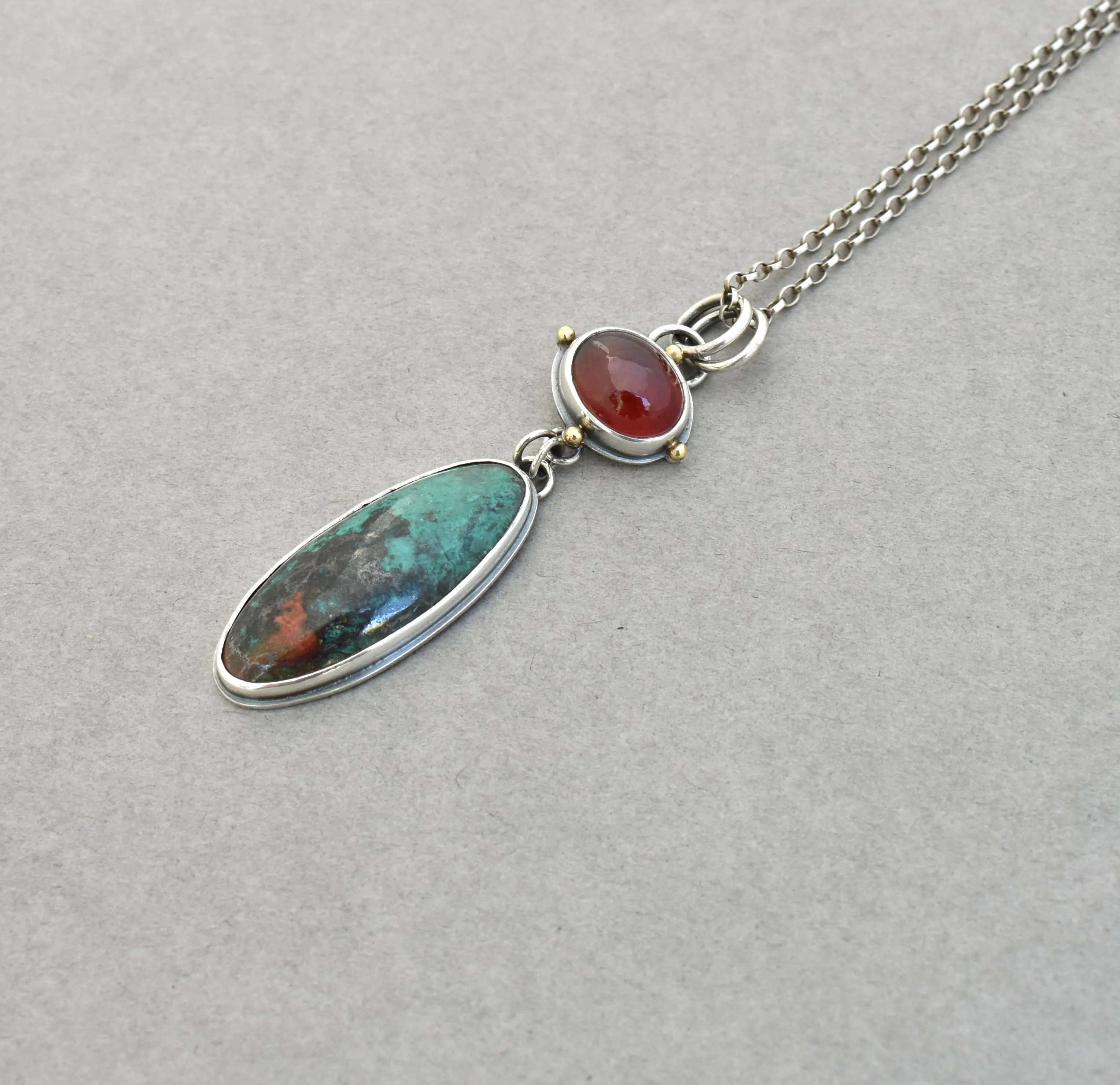 Hessonite Garnet and Sonoran Sunrise Drop Pendant.