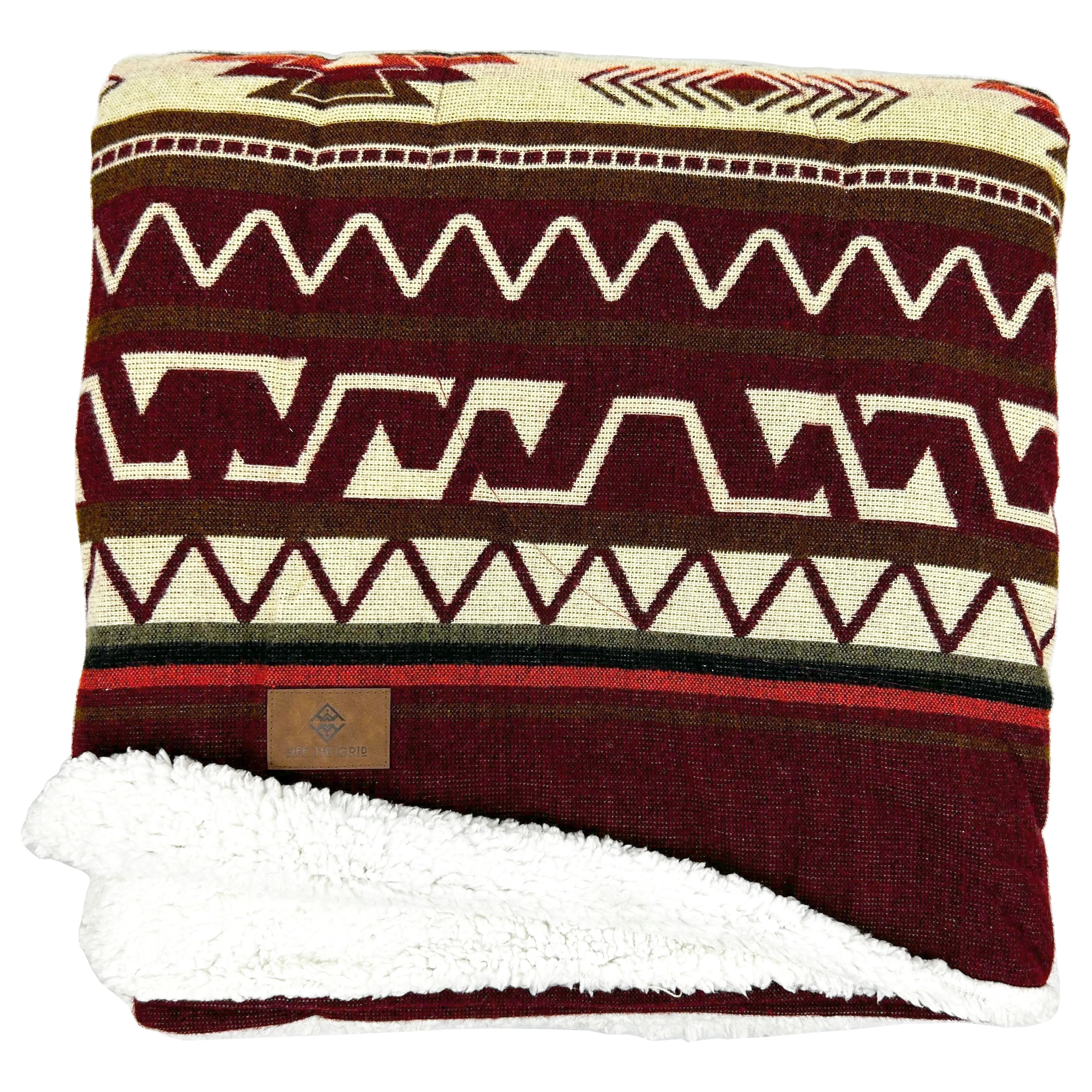 Inca Aztec Sherpa Warm Blanket | Vinicunca Maroon