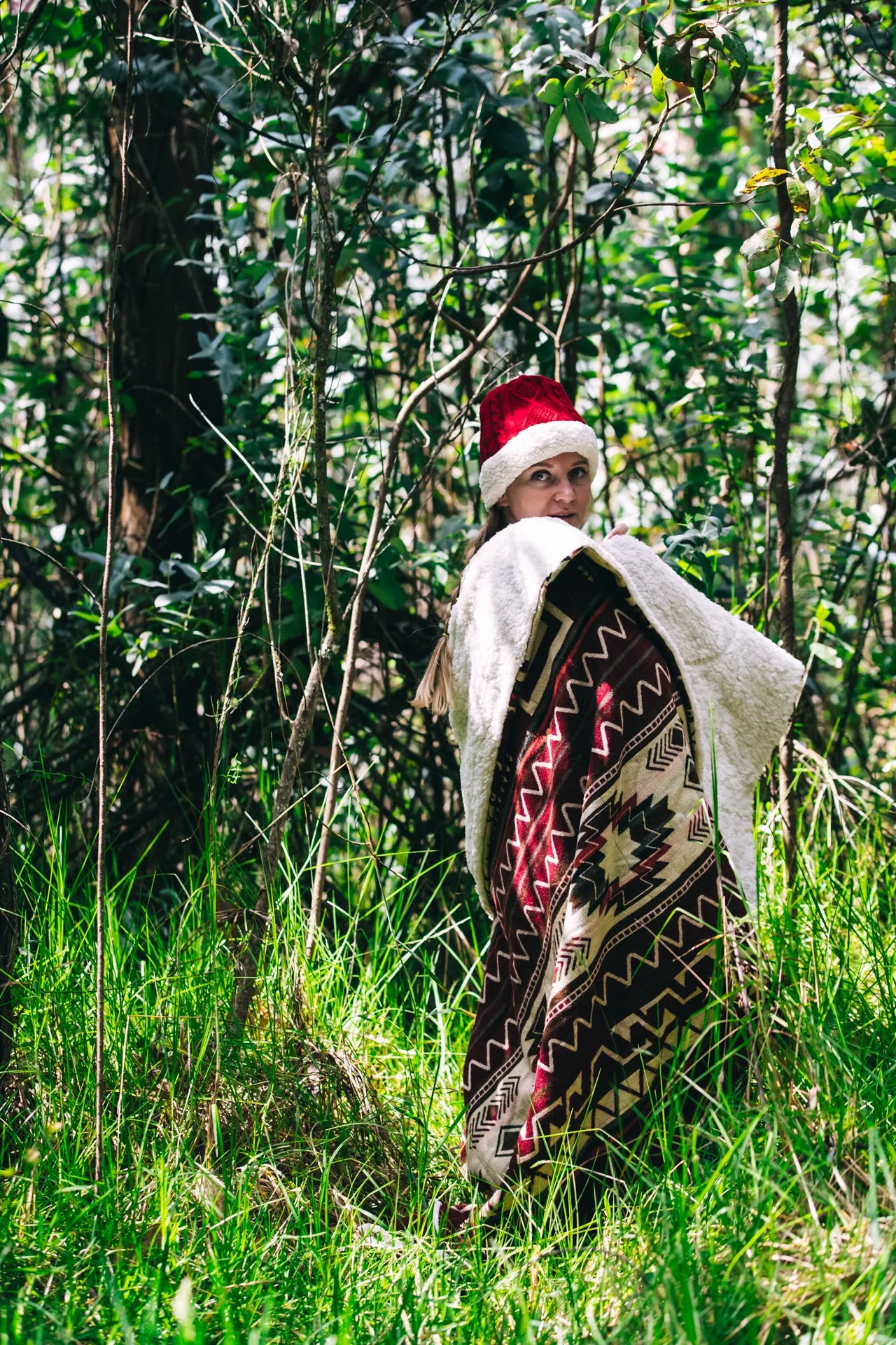 Inca Aztec Sherpa Warm Blanket | Vinicunca Maroon