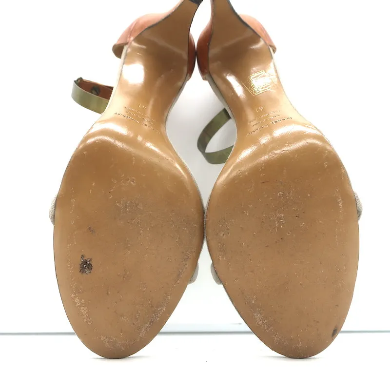 Isabel Marant Adele Metal Strap Sandals Taupe Suede & Brown Leather Size 41