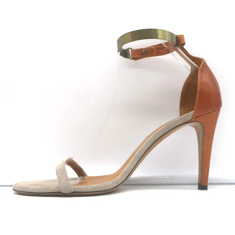 Isabel Marant Adele Metal Strap Sandals Taupe Suede & Brown Leather Size 41