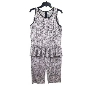 Kate Spade Blush Pink Black Polka Dot Soft Knit Pajama Lounge‎ Set Size Small