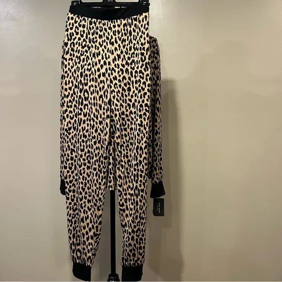 Kate Spade New York Leopard Cozy Jersey Knit Henley Pajama Set