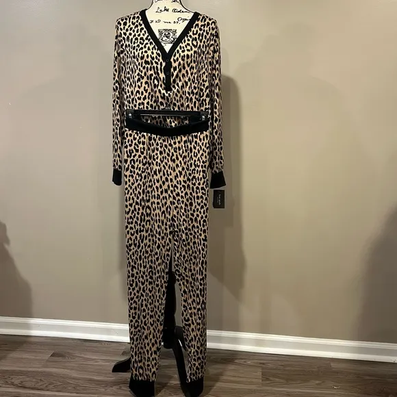 Kate Spade New York Leopard Cozy Jersey Knit Henley Pajama Set