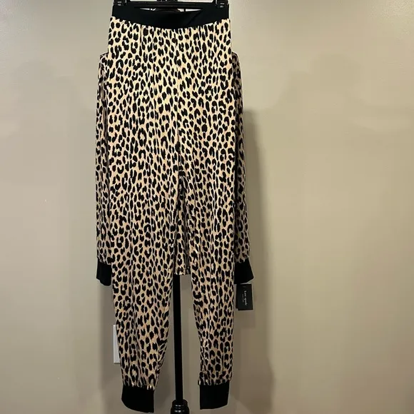 Kate Spade New York Leopard Cozy Jersey Knit Henley Pajama Set