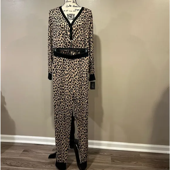 Kate Spade New York Leopard Cozy Jersey Knit Henley Pajama Set