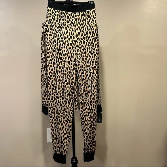 Kate Spade New York Leopard Cozy Jersey Knit Henley Pajama Set